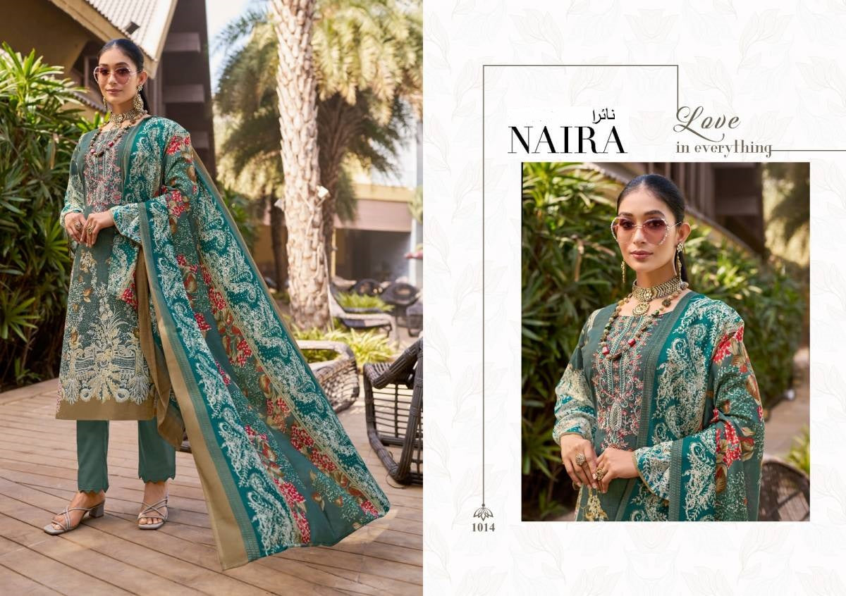 Naira Pakistani Designer Pure Cotton Embroidered Lawn Suit