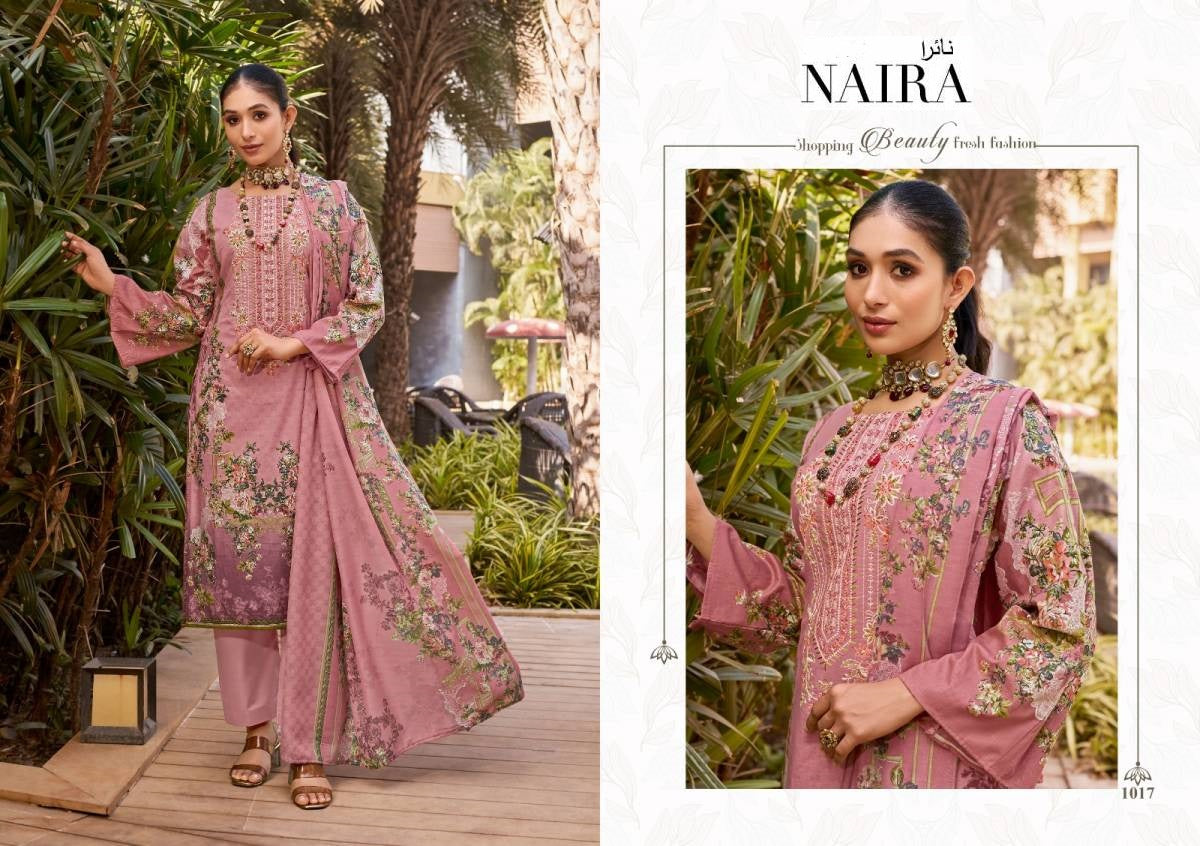 Naira Pakistani Designer Pure Cotton Embroidered Lawn Suit