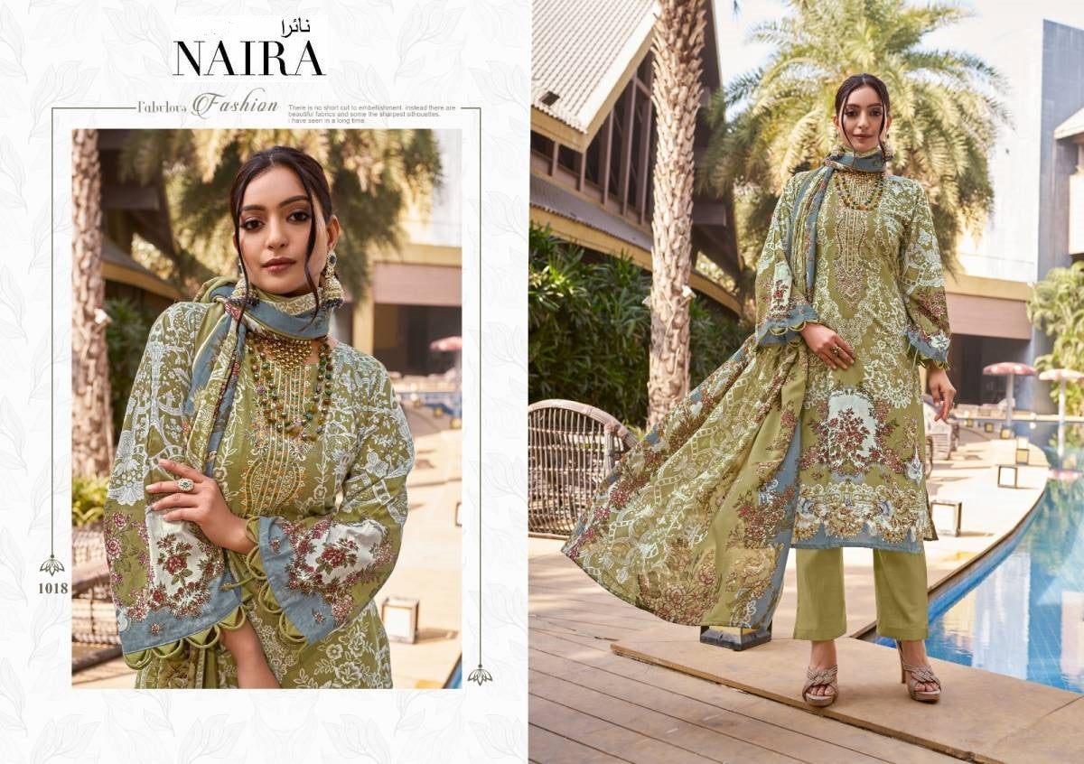 Naira Pakistani Designer Pure Cotton Embroidered Lawn Suit