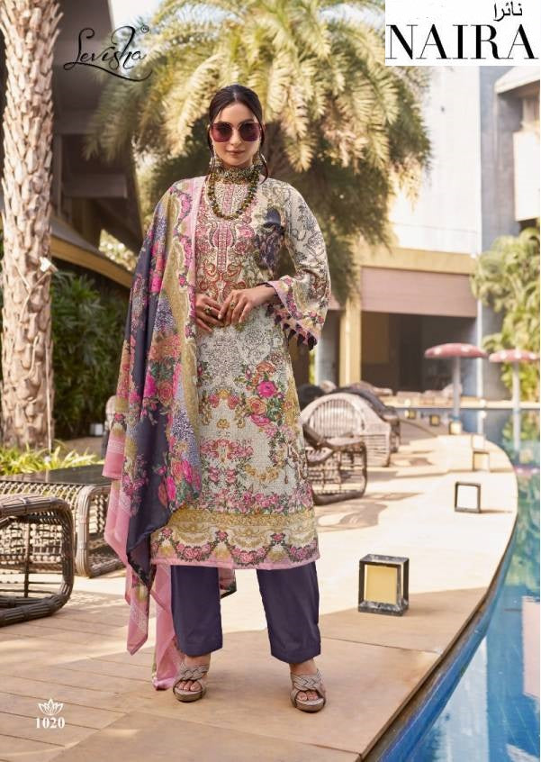 Naira Pakistani Designer Pure Cotton Embroidered Lawn Suit