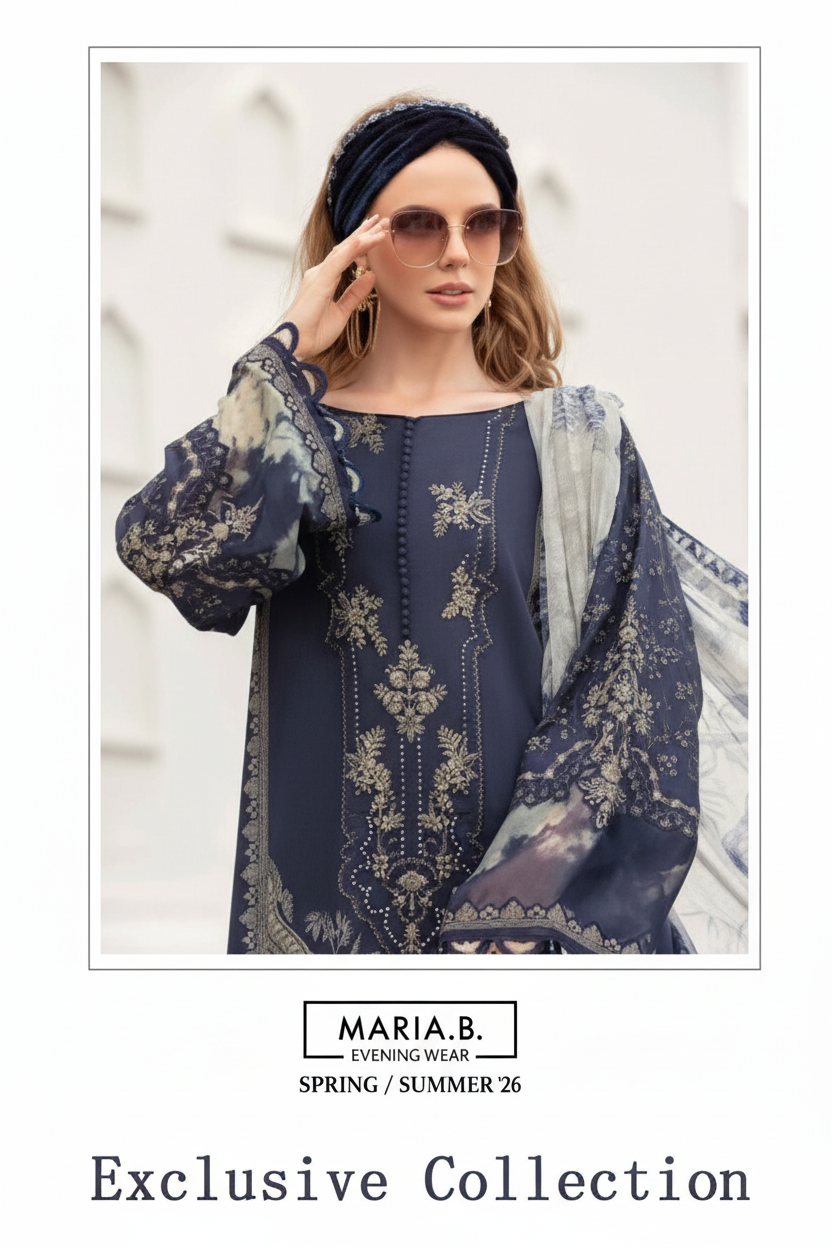 Maria B Pakistani Designer Stylish Hit Embroidered Lawn Suit