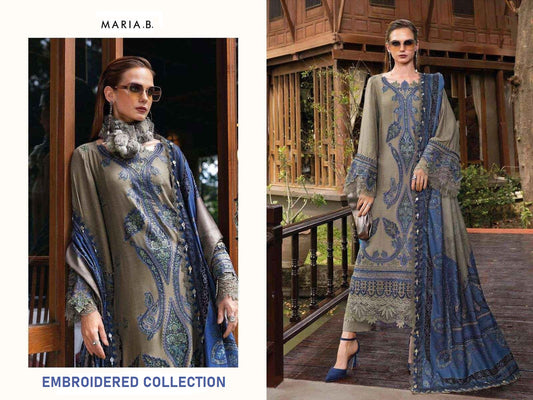 Maria B Pakistani Designer Luxury Pure Cotton Embroidered Lawn Suit