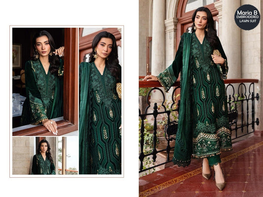 Maria B Pakistani Designer Luxury Cotton Embroidered Lawn Suit