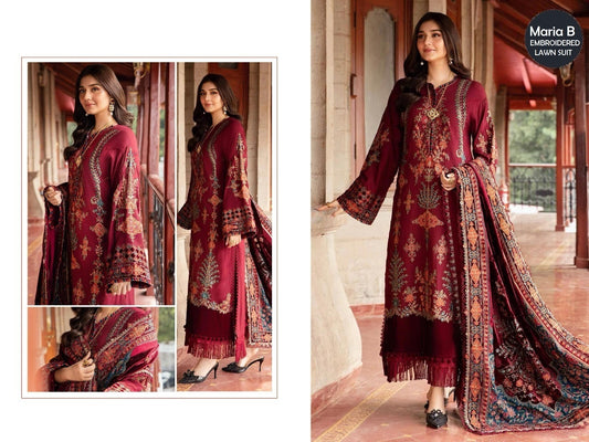 Maria B Pakistani Designer Luxury Cotton Embroidered Lawn Suit