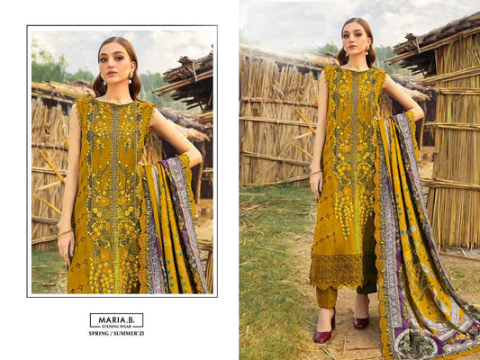 Maria B Pakistani Designer Luxury Pure Cotton Embroidered Lawn Suit
