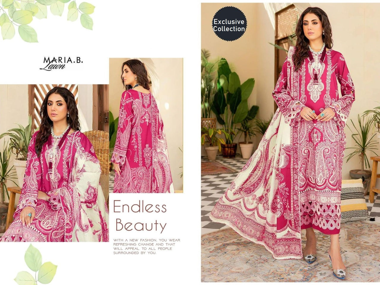 Maria B Pakistani Designer Hit Pure Cotton Embroidered Lawn Suit