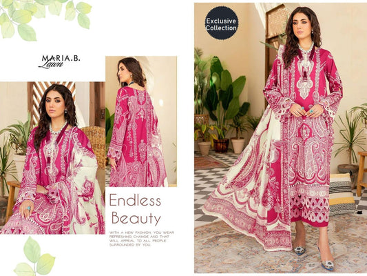 Maria B Pakistani Designer Hit Pure Cotton Embroidered Lawn Suit