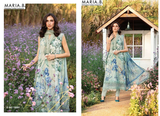 Maria B Pakistani Designer Luxury Pure Cotton Embroidered Lawn Suit