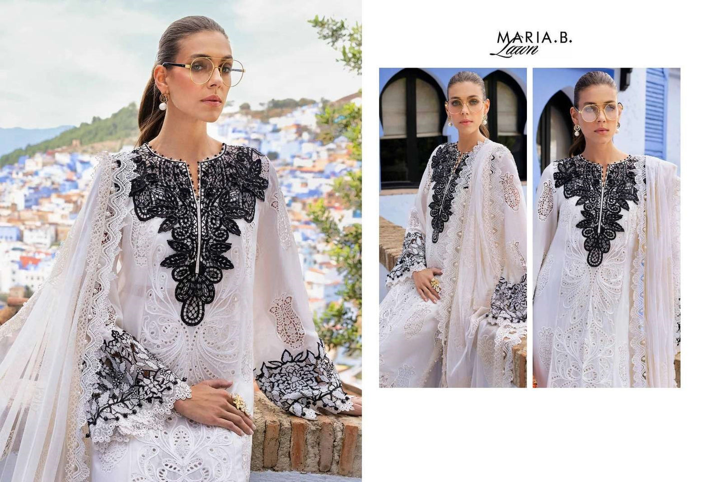 Maria B Pakistani Designer Luxury Pure Cotton Embroidered Lawn Suit