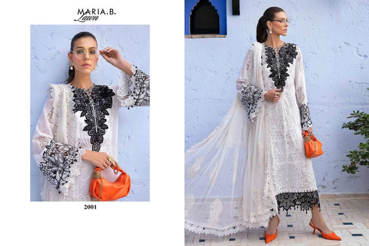 Maria B Pakistani Designer Luxury Pure Cotton Embroidered Lawn Suit