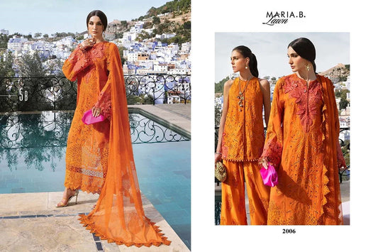 Maria B Pakistani Designer Luxury Pure Cotton Embroidered Lawn Suit