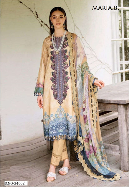 Maria B Pakistani Designer Pure Luxury Cotton Printed Suit