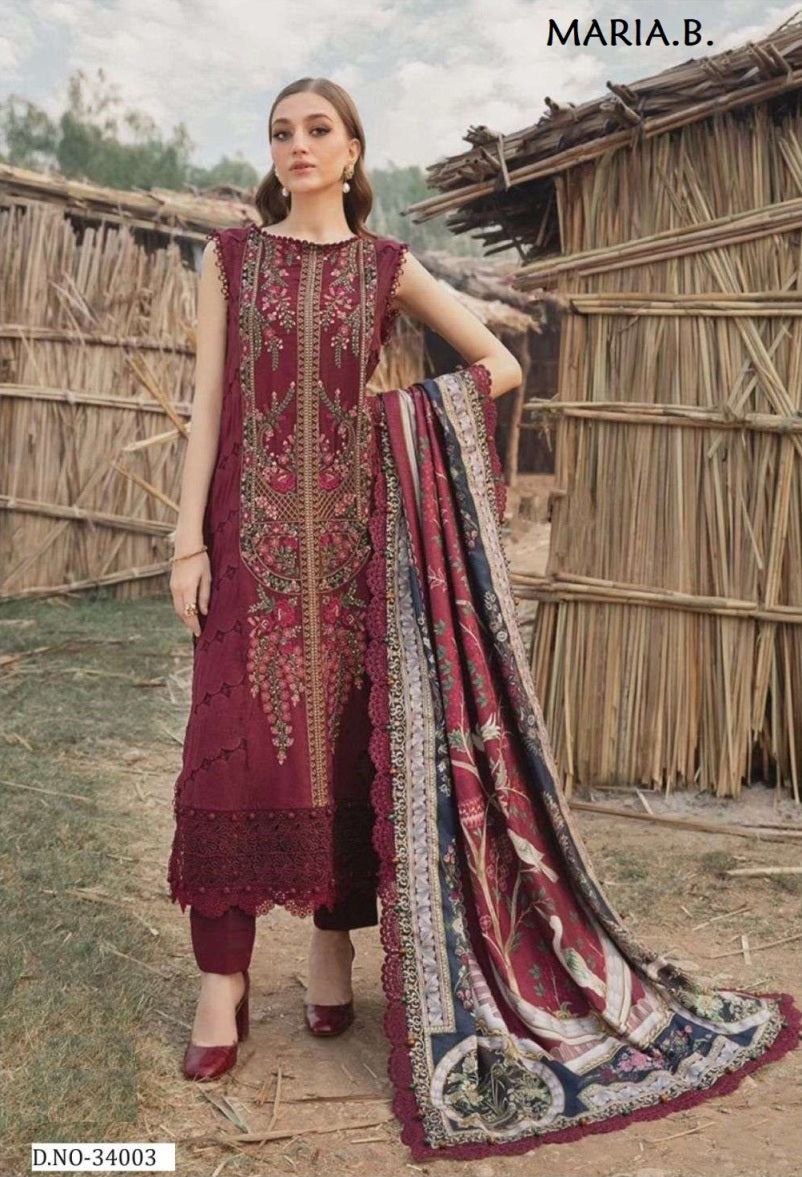 Maria B Pakistani Designer Pure Luxury Cotton Printed Suit