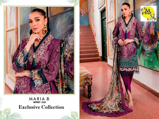 Maria B Mprint Pakistani Designer Stylish Embroidered Lawn Suit