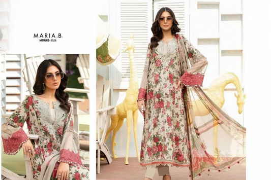 Maria B Mprint Pakistani Designer Stylish Hit Embroidered Lawn Suit