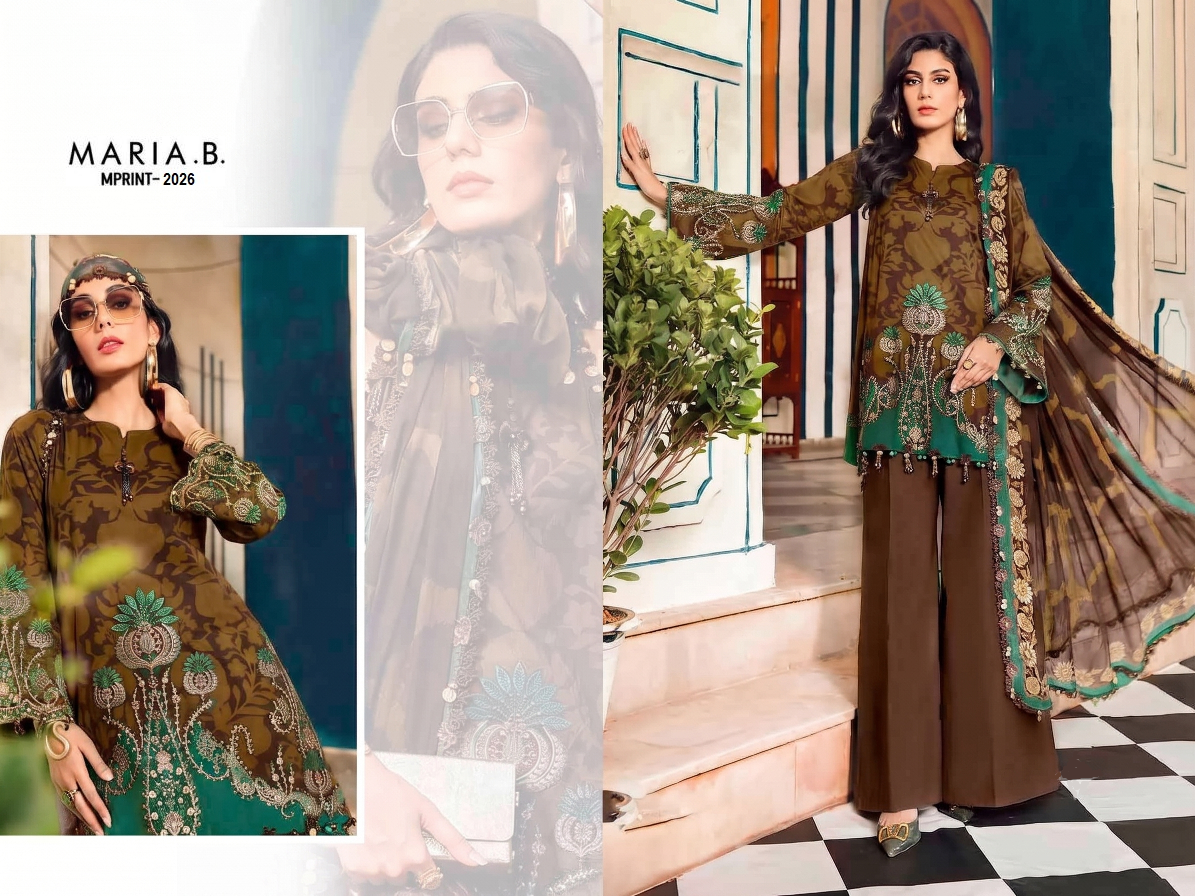 Maria B Mprints Pakistani Designer Stylish Embroidered Lawn Suit