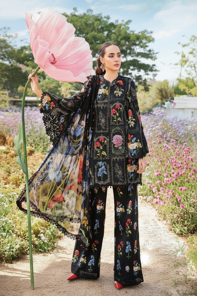 Mprint Pakistani Designer Stylish Embroidered Lawn Suit