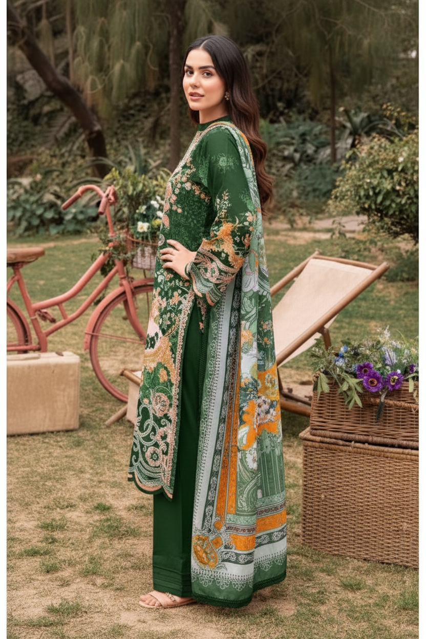 Mprints Pakistani Designer Stylish Embroidered Lawn Suit