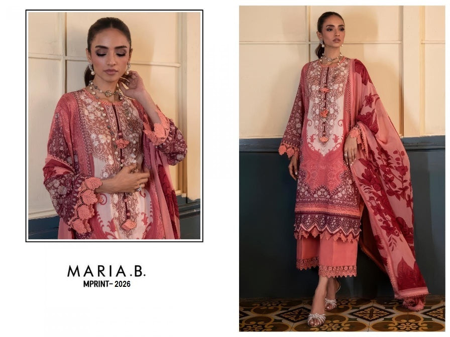Maria B Mprints Pakistani Designer Stylish Embroidered Lawn Suit