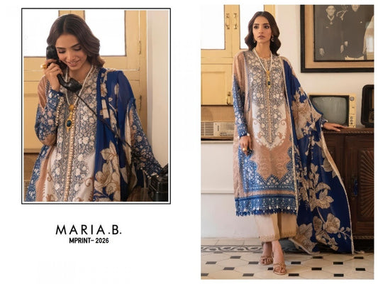 Maria B Mprints Pakistani Designer Stylish Embroidered Lawn Suit