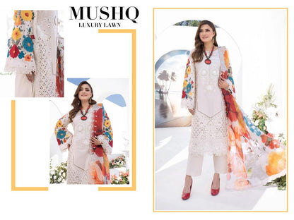 Mushq Pakistani Designer Hit Color Embroidered Lawn Suit