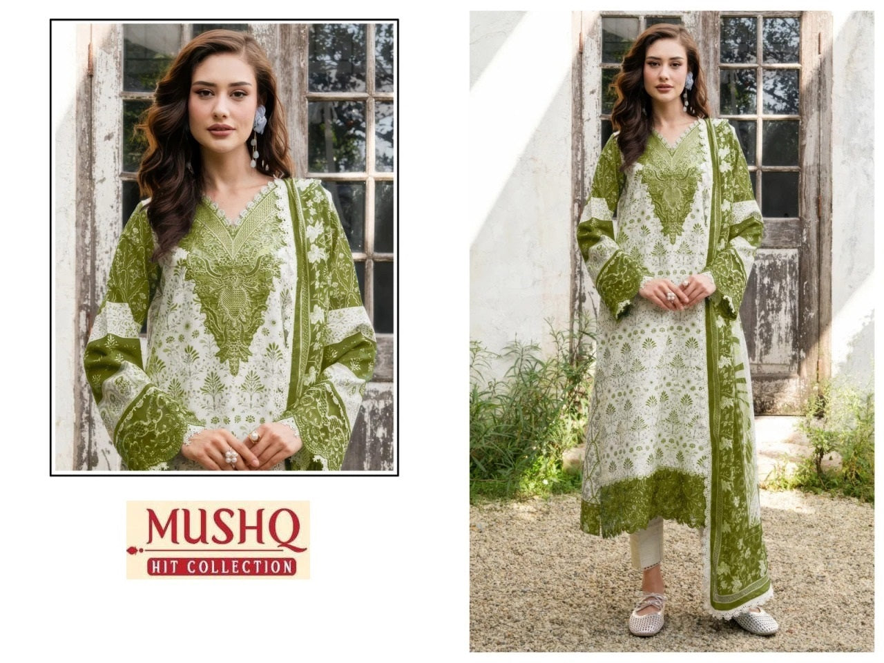 Mushq Exclusive Pakistani Designer Pure Cotton Embroidered Suit