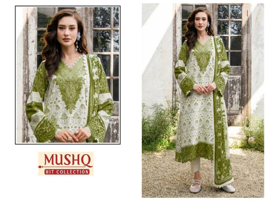 Mushq Exclusive Pakistani Designer Pure Cotton Embroidered Suit
