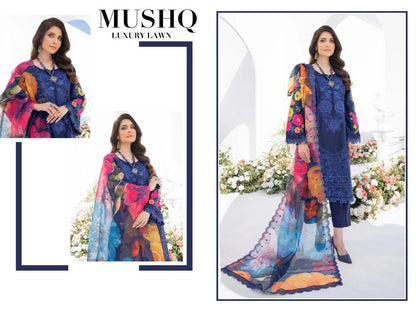 Mushq Pakistani Designer Hit Color Embroidered Lawn Suit