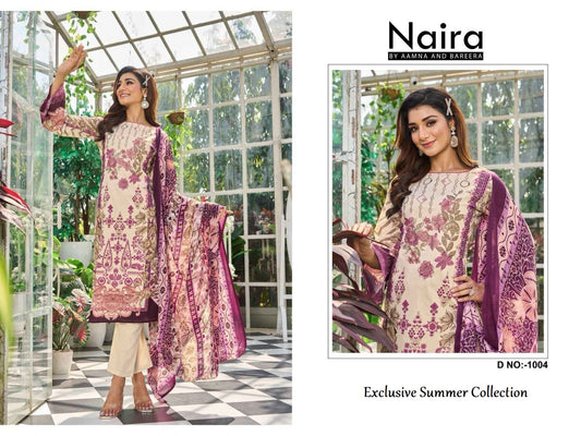 Naira Exclusive Pakistani Designer Pure Cotton Embroidered Suit