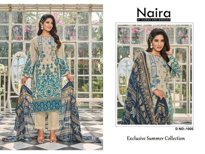 Naira Exclusive Pakistani Designer Pure Cotton Embroidered Suit