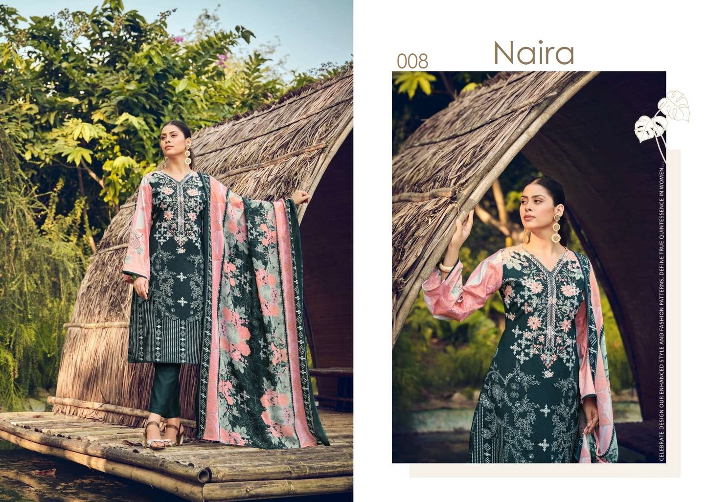 Naira Exclusive Pakistani Designer Pure Cotton Embroidered Suit