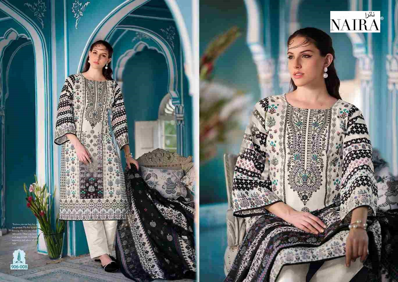 Naira Pakistani Designer Exclusive Pure Cotton Embroidered Suit