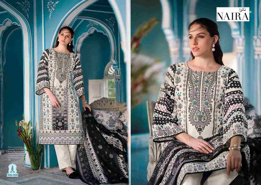 Naira Pakistani Designer Hit Pure Cotton Embroidered Dress