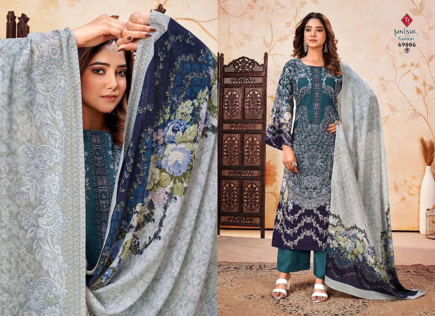 Tanishk Pakistani Designer Pure Cotton Embroidered Shalwar Suit