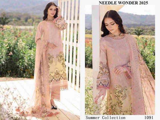 Needle Wonder Pakistani Designer Cotton Embroidered Lawn Suit