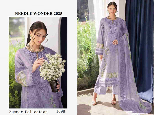 Needle Wonder Pakistani Designer Cotton Embroidered Lawn Suit
