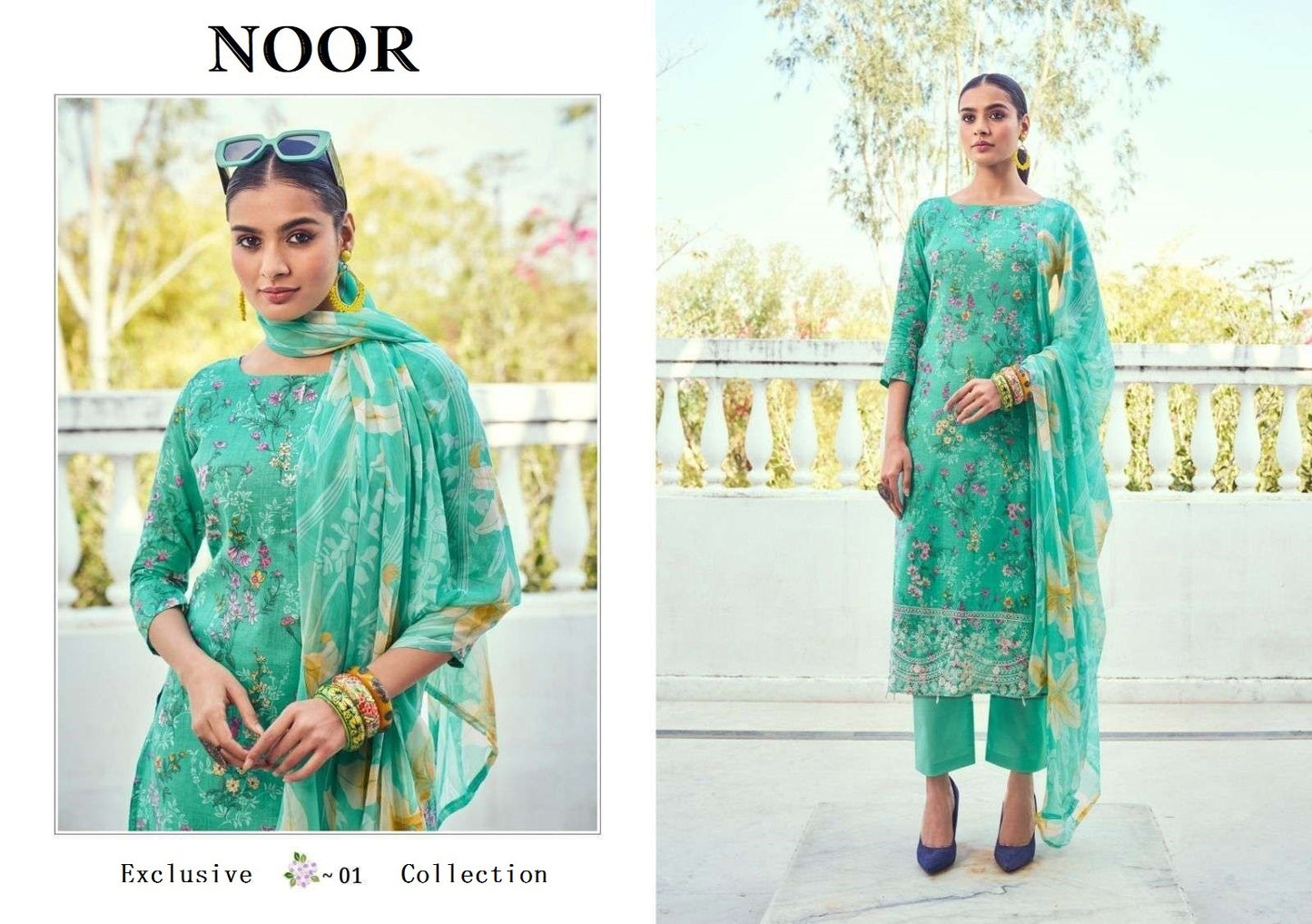 Noor Pakistani Designer Classic Pure Cotton Embroidered Shalwar Suit