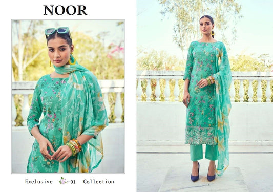 Noor Pakistani Designer Classic Pure Cotton Embroidered Shalwar Suit