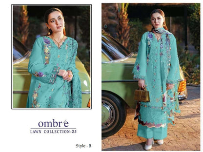 Ombre Pakistani Designer Stylish Super Hit Embroidered Lawn Suit