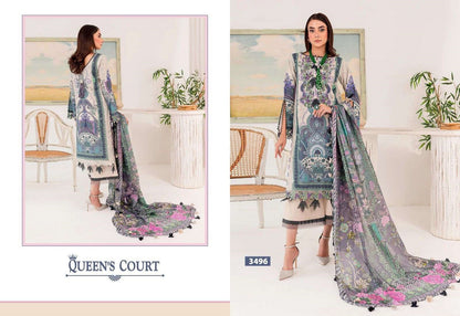 Queen's Court Pakistani Designer Embroidered Cotton Lawn Suit
