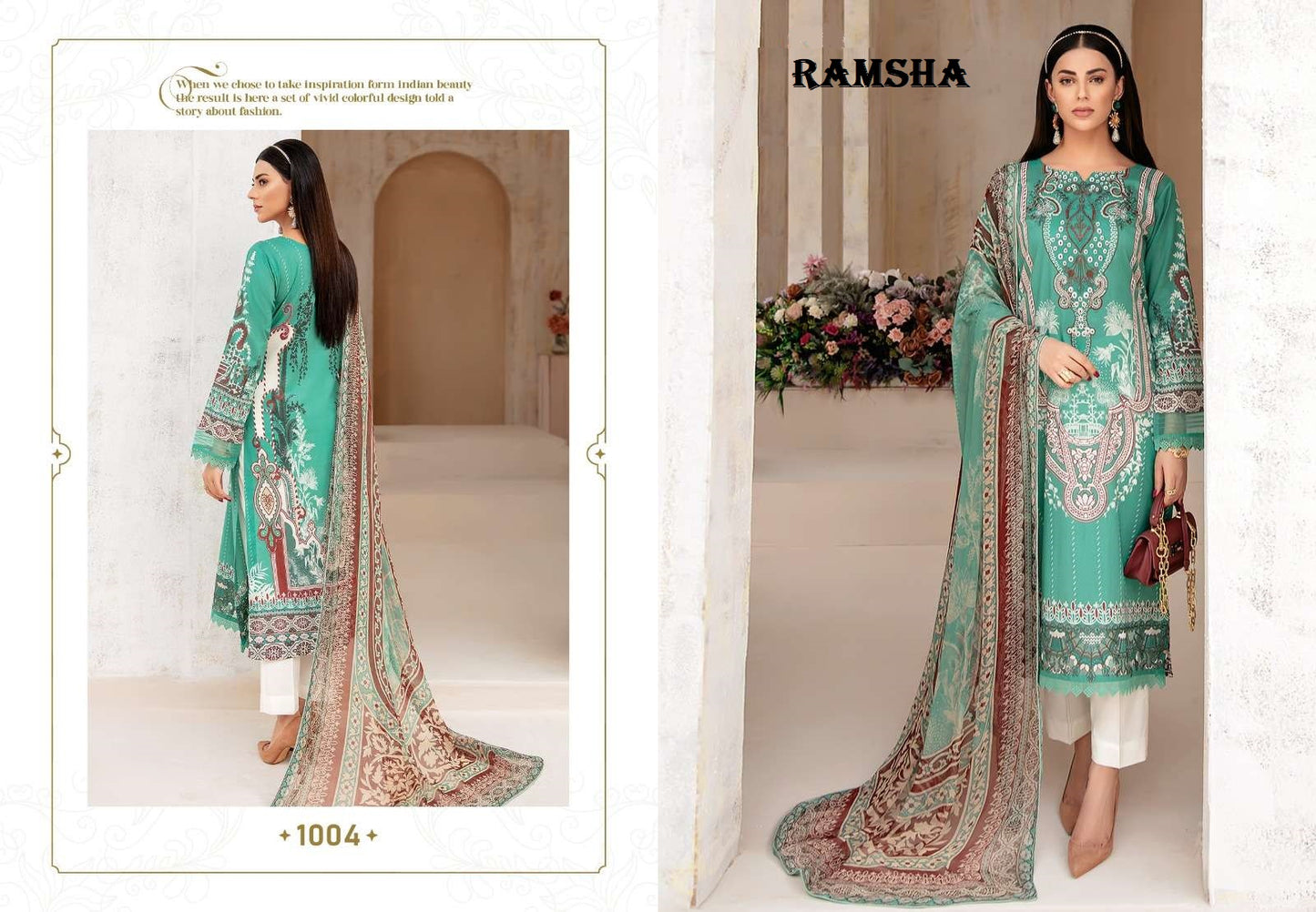Ramsha Exclusive Pakistani Designer Cotton Embroidered Lawn Suit