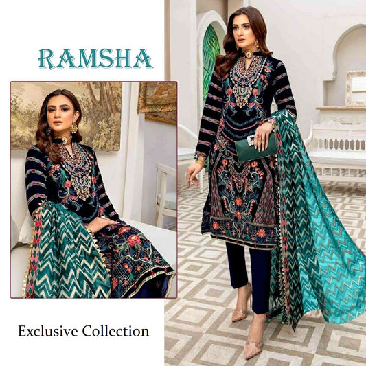 Ramsha Pakistani Designer Exclusive Black Wedding Party Wear Suit