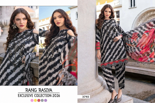 Rang Rasiya Pakistani Designer Embroidered Pure Cotton Lawn Suit