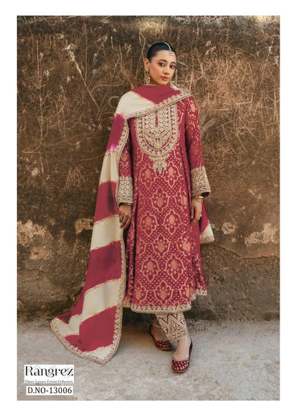 Rangrez Pakistani Designer Pure Cotton Printed Shalwar Suit