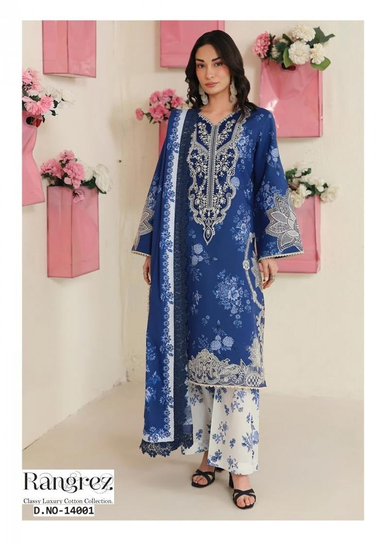 Rangrez Pakistani Designer Pure Cotton Printed Shalwar Suit