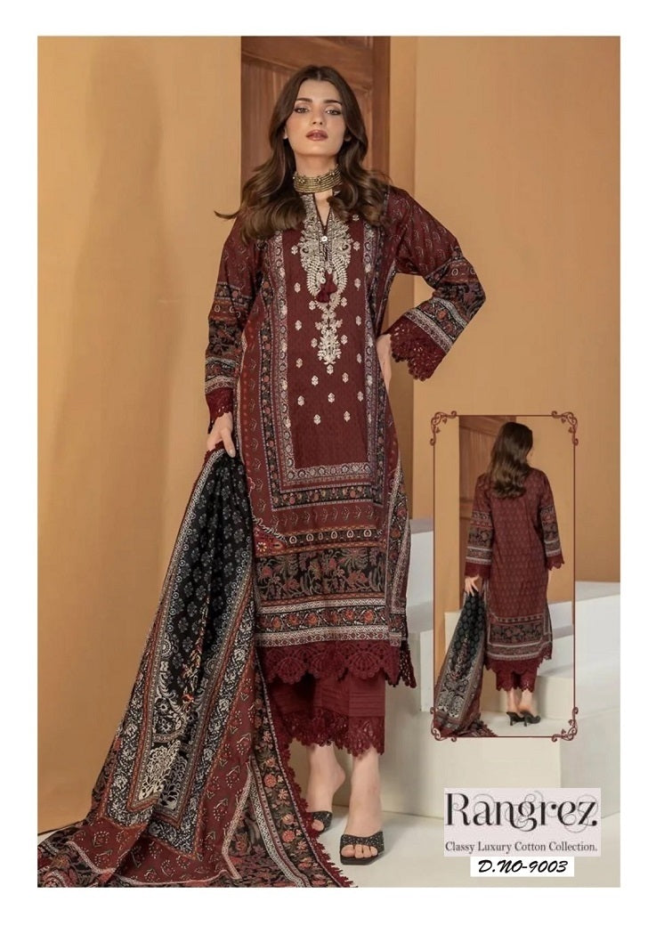 Rangrez Pakistani Designer Pure Lawn Cotton Printed Suit