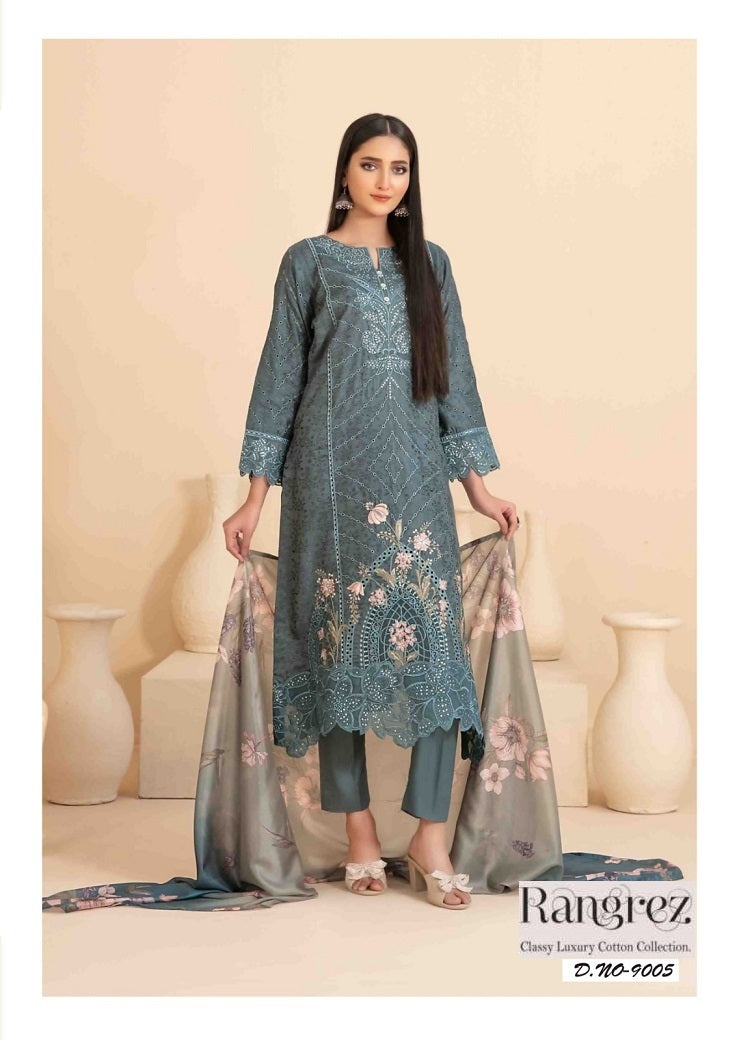 Rangrez Pakistani Designer Pure Lawn Cotton Printed Suit