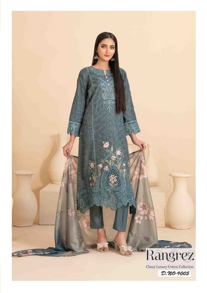 Rangrez Pakistani Designer Pure Lawn Cotton Printed Suit