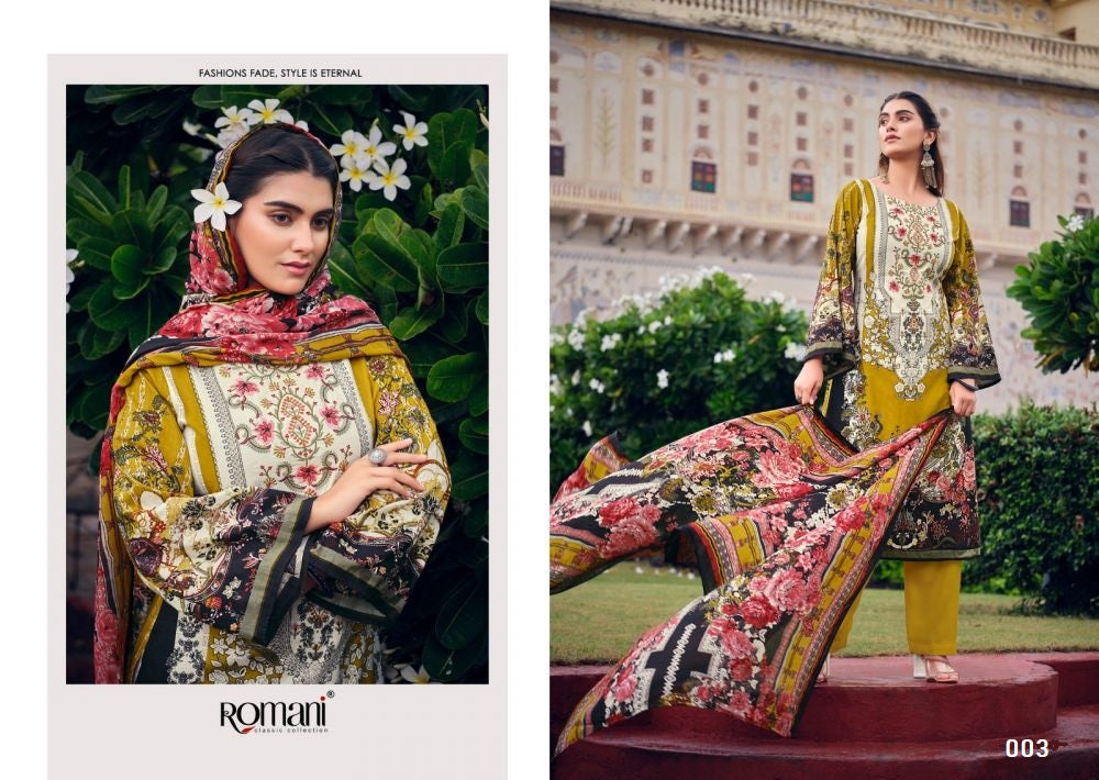 Romani Pakistani Designer Pure Cotton Embroidered Suit