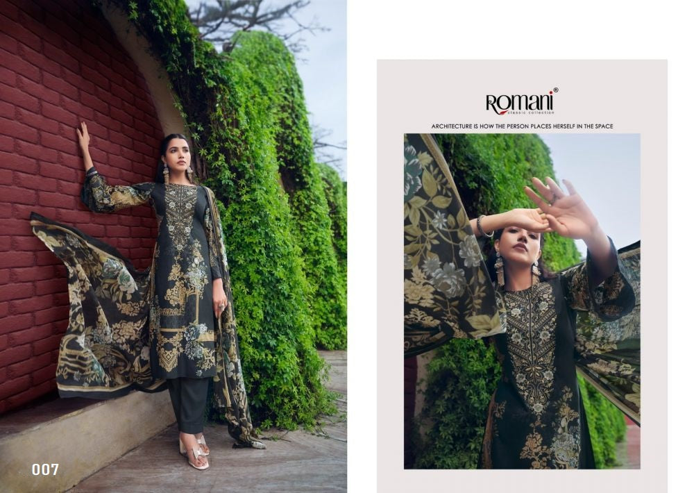 Romani Pakistani Designer Pure Cotton Embroidered Suit